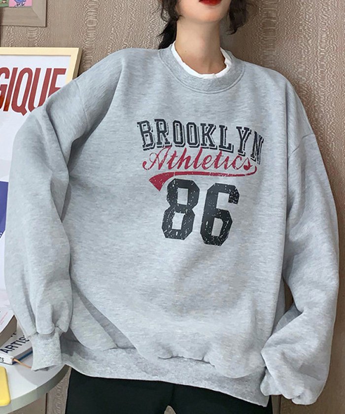 セール トレーナー レディース スウェット トップス ロゴプリント 厚手 ビッグシルエット パーカー カジュアル プルオーバー ミニミニストア Miniministore Magaseek