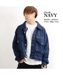 1111clothing(ワンフォークロージング)/ジージャン Gジャン ジャケット デニム デニムジャケット メンズ レディース 秋冬 秋 冬 大きいサイズ 大きめ 韓国ファッション ペアルック カップル お揃/ネイビー