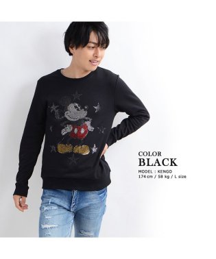 1111clothing/【 ラインストーンミッキートレーナー(B)】<br>ミッキー 男女兼用 トレーナー カップル ディズニー ペアルック メンズ レディース トップス 可愛い カワ/502874097