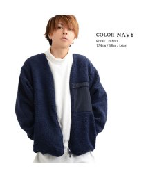 1111clothing(ワンフォークロージング)/アウター ジャケット ブルゾン ボア ノーカラー シープボア 男女兼用 メンズ レディース 韓国 ファッション ペアルック カップル 白/黒/ブラウン/カーキ//ネイビー