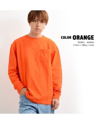 1111clothing(ワンフォークロージング)/トップス 長袖 tシャツ ビッグtシャツ メンズ レディース 韓国 ファッション 韓国ファッション ペアルック カップル お揃い 服 カットソー 白 グレー ネ/オレンジ