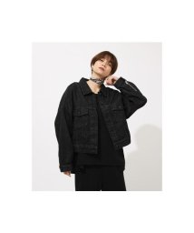 AZUL by moussy(アズールバイマウジー)/BACK SLIT OVER DENIM JACKET/BLK