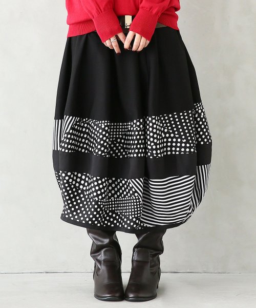 N Orドット ストライプ柄ポンチコクーンスカート オシャレウォーカー Osharewalker Magaseek