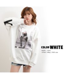 1111clothing(ワンフォークロージング)/男女兼用 トレーナー リンクコーデ カップル お揃いコーデ 男女 ペア 服 韓国ファッション 秋冬 お揃い トップス ペアルック スウェット スエット メンズ /ホワイト系1