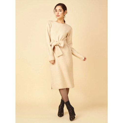 セール ウエストベルトニットワンピース 502882831 ロイヤル