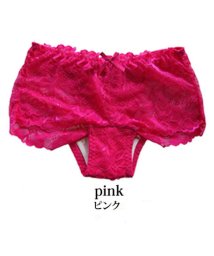 PINK PINK PINK(ピンクピンクピンク)/総レースサニタリーショーツ ヒップハング 羽根つき対応/ピンク