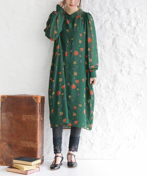 花柄シフォンワンピース オシャレウォーカー Osharewalker Magaseek