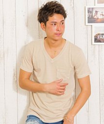 CavariA(キャバリア)/CavariA【キャバリア】ピグメント加工半袖Tシャツ/ベージュ