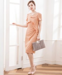 DRESS+(ドレス プラス)/ペタルスリーブドレープワンピース/ピンク