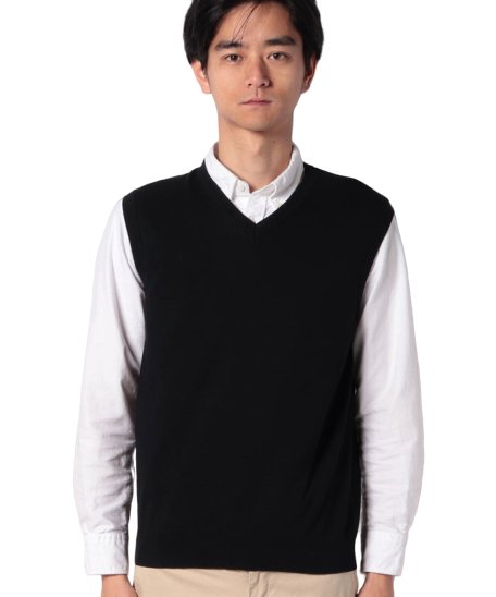 セール コットンニットベスト ジレ ベネトン メンズ Benetton Mens Magaseek