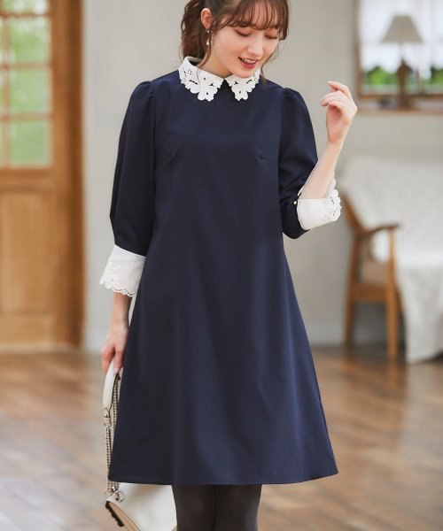 フラワーカットワーク刺繍切替ワンピース トッコクローゼット Tocco Closet Magaseek