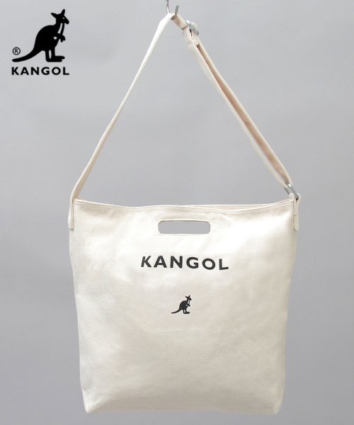 KANGOL(KANGOL)/KANGOL カンゴール ロゴプリント 厚手 キャンバス ショルダーバッグ トートバッグ 2WAY 通勤 通学 A4収納 学生 大人 /ホワイト系2