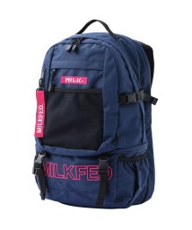 G.NINE(ジーナイン)/MILKFED ミルクフェド NEO EMBROIDERY BIG BACKPACK BAR リュック バックパック レディース 通勤 通学 ナイロン ボックス/ネイビー