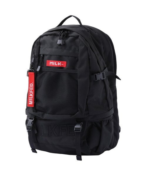 G.NINE(ジーナイン)/MILKFED ミルクフェド NEO EMBROIDERY BIG BACKPACK BAR リュック バックパック レディース 通勤 通学 ナイロン ボックス/レッド