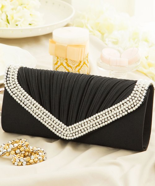 結婚式 お呼ばれに使えるパーティーバッグ プリーツラインパール ストーンパーティークラッチバッグ ドレス スター Dress Star Magaseek 結婚式 お呼ばれに使えるパーティーバッグ プリーツラインパール ストーンパーティークラッチバッグ ドレス スター Dress Star Magaseek