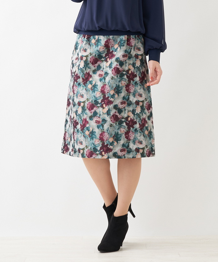 しまむらレリアンプラスハウス 花柄スカート - ひざ丈スカート