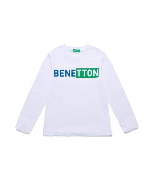 BENETTON (UNITED COLORS OF BENETTON BOYS)(ユナイテッド　カラーズ　オブ　ベネトン　ボーイズ)/ベーシックロゴ長袖Tシャツ・カットソー/ホワイト