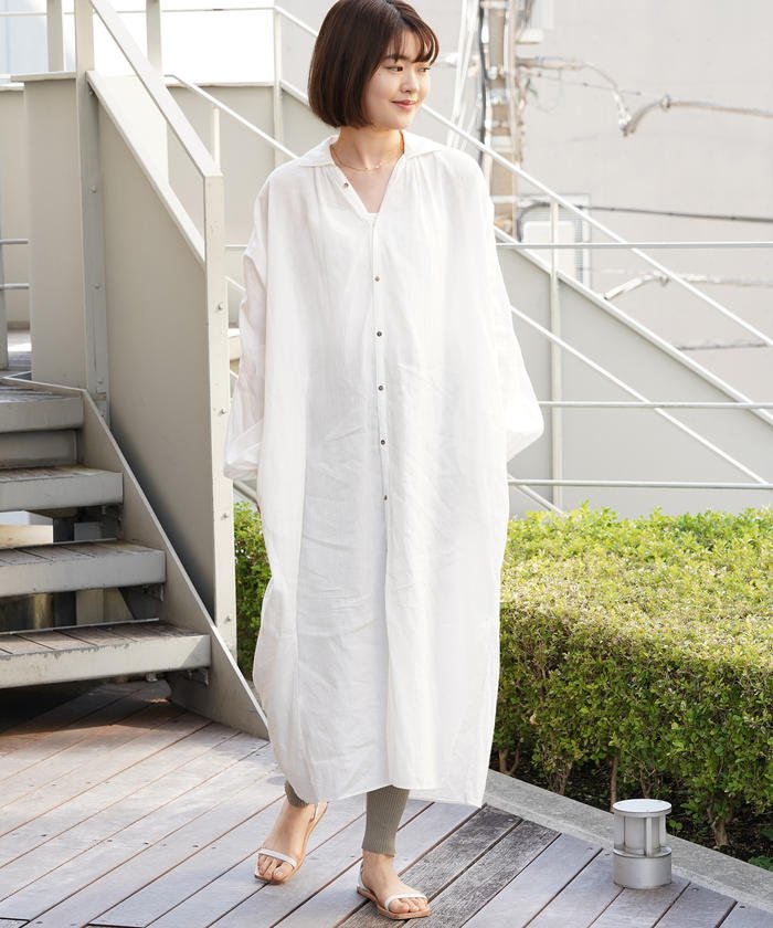 セール コットンリネンウールスラブ ロングシャツワンピース Galerie Vie Galerie Vie Magaseek