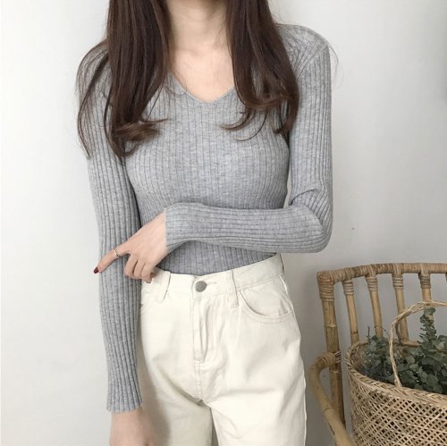 タイト リブニット Vネック きれいめ ニット トップス レディース 長袖 シンプル おしゃれ ミニミニストア Miniministore Magaseek タイト リブニット Vネック きれいめ ニット トップス レディース 長袖 シンプル おしゃれ ミニミニストア Miniministore Magaseek