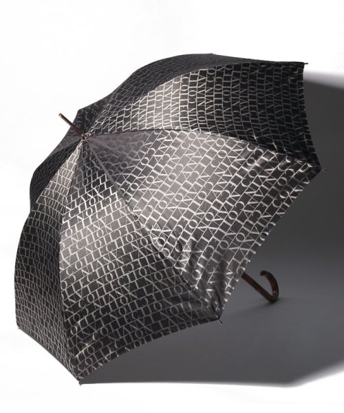 LANVIN Collection(umbrella)(ランバンコレクション（傘）)/LANVIN COLLECTION(ランバン コレクション)婦人長傘 先染ロゴジャガード/ブラック