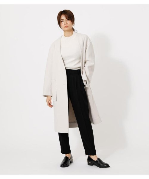 AZUL by moussy(アズールバイマウジー)/COLLARLESS MIDY COAT/L/BEG1