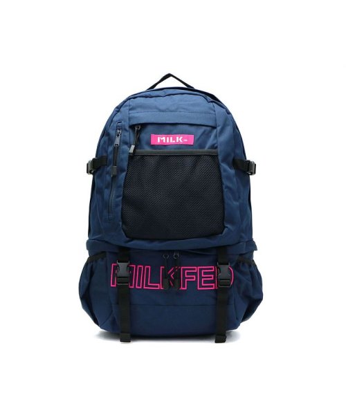 MILK FED(ミルクフェド)/ミルクフェド リュック MILKFED. EMBROIDERY BIG BACKPACK BAR A4 2層 通学 28L 大容量 レディース 03173048/ネイビー