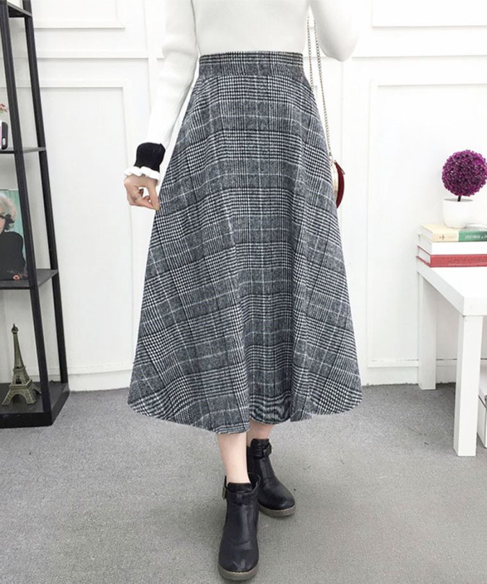 スカート レディース ロングスカート チェック柄 Aラインスカート 秋冬 セイヘイショップ Seiheishop Magaseek