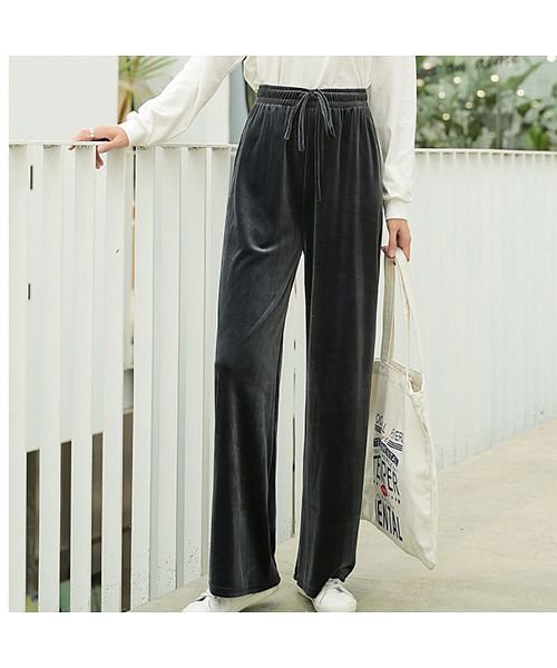 パンツ レディース ワンドパンツ 美脚効果 ロング丈 ウエストゴム ガウチョ無ゴールドのベルベット 502940556 セイヘイショップ Seiheishop Magaseek