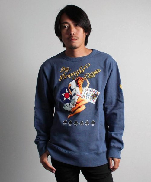 AVIREX(AVIREX)/【WEB&DEPOT限定】クルーネック スウェット ビッグ ビューティフル ドール/CREW NECK SWEAT BIG BEAUTIFUL DOLL/NAVY