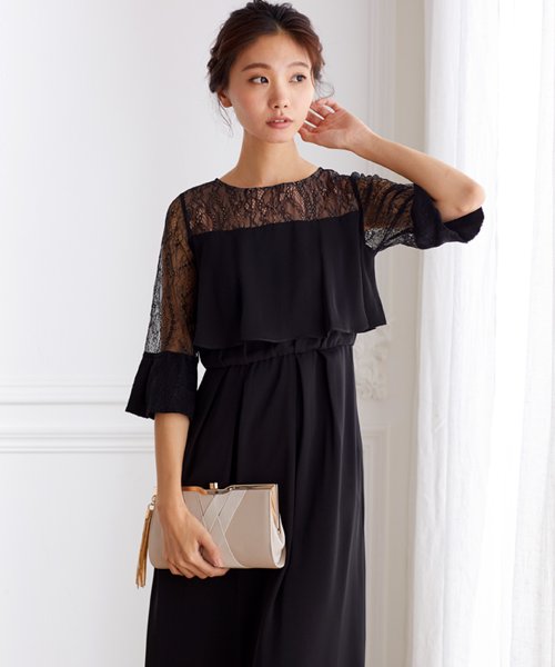 ロング丈七分袖レースワンピースドレス 結婚式 袖あり パーティードレス フォーマルドレス お呼ばれ ドレス ミセス 二次会 同窓会 成人式 ゴム 透け感  XU1571141554(12155円)