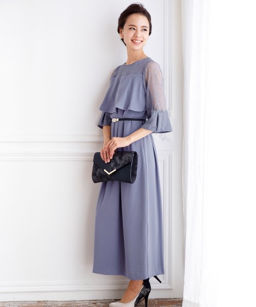 ロング丈七分袖レースワンピースドレス 結婚式 袖あり パーティードレス フォーマルドレス お呼ばれ ドレス ミセス 二次会 同窓会 成人式 ゴム 透け感  XU1571141554(12155円)