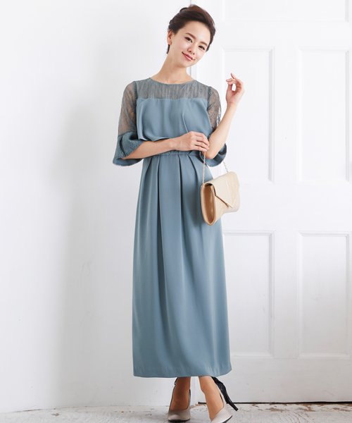 ロング丈七分袖レースワンピースドレス 結婚式 袖あり パーティードレス フォーマルドレス お呼ばれ ドレス ミセス 二次会 同窓会 成人式 ゴム 透け感  XU1571141554(12155円)