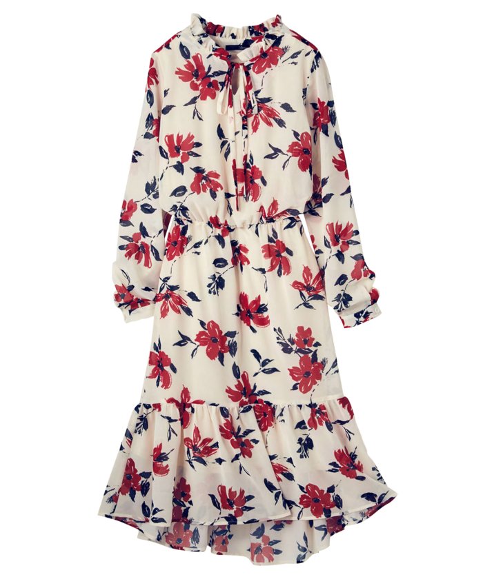 衿フリル花柄ワンピース ラナン Ranan Magaseek