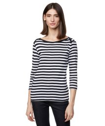 BENETTON (women)(ベネトン（レディース）)/コットンボートネックボーダー7分袖Tシャツ・カットソー/ブラック