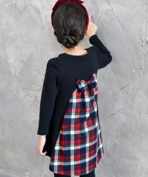 子供服Bee(子供服Bee)/選べる16柄長袖 Aラインワンピース/11レッド系チェック柄