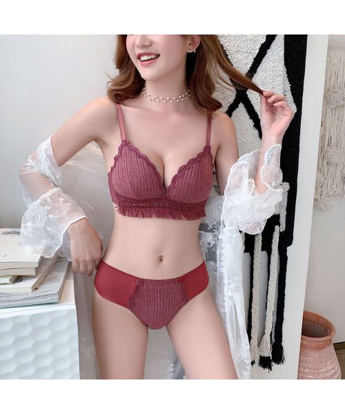 セール ランジェリー セット 大人可愛い ブラジャー ショーツ セット ノンワイヤー 谷間 下着 美胸 上下セット ミニミニストア Miniministore Magaseek
