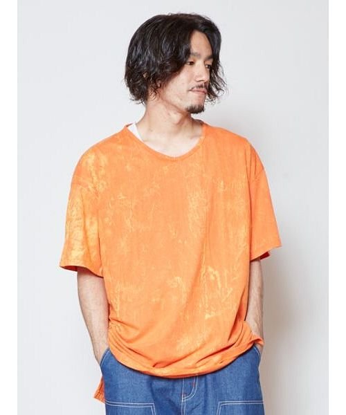 CAYHANE(チャイハネ)/【チャイハネ】yul アシッドウォッシュメンズTシャツ TLG－0401/オレンジ