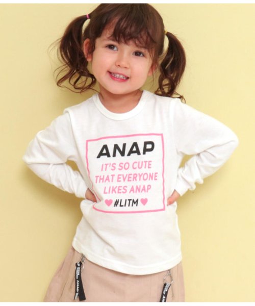 ANAP KIDS(アナップキッズ)/ハートボックスプリントロンT/オフホワイト