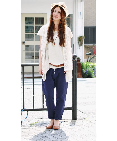 セール チノパン サルエル レディース ボタンいっぱいカラー サルエルパンツ S M L Ll 3l 大きいサイズ ジョガーパンツ パンツ ゆったり 黒 ナ アンドイット And It Magaseek