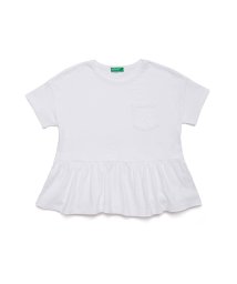 BENETTON (UNITED COLORS OF BENETTON GIRLS)(ユナイテッド　カラーズ　オブ　ベネトン　ガールズ)/ペプラムポケットTシャツ・カットソー/ホワイト