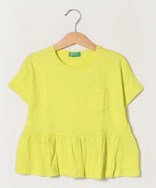 BENETTON (UNITED COLORS OF BENETTON GIRLS)(ユナイテッド　カラーズ　オブ　ベネトン　ガールズ)/ペプラムポケットTシャツ・カットソー/ライトグリーン