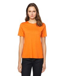 BENETTON (women)(ベネトン（レディース）)/クルーネック裾ロゴ刺繍半袖Tシャツ・カットソー/オレンジ