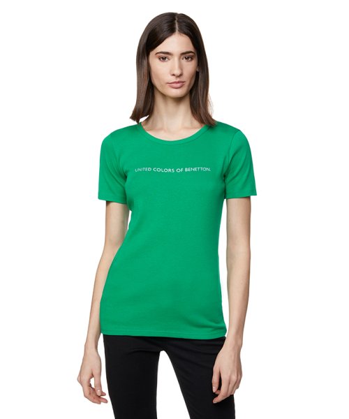 BENETTON (women)(ベネトン（レディース）)/ロゴクルーネック半袖Tシャツ・カットソー/グリーン