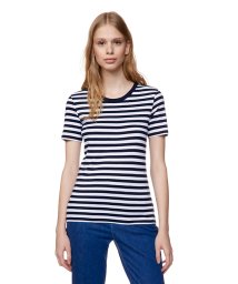 BENETTON (women)(ベネトン（レディース）)/コットン細ボーダー半袖Tシャツ・カットソー/ネイビー