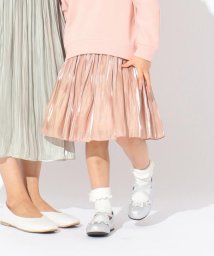 anyFAM（KIDS）(エニファム（キッズ）)/mamagirl掲載【親子でお揃い/S－M】オーロラサテンギャザースカート/ピンク系