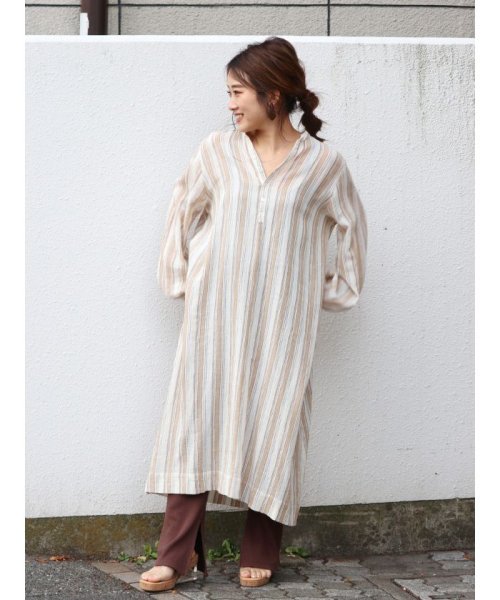 ヘンリーネックストライプワンピース 502908323 アングリッド