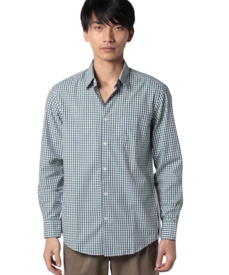 BENETTON (mens)(ベネトン（メンズ）)/ギンガムチェックシャツ/グリーン系