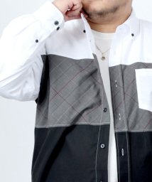 MARUKAWA(大きいサイズのマルカワ)/【LOUIS CHAVLON】大きいサイズ ブロッキング 切替シャツ 春 長袖シャツ/ホワイト
