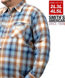 MARUKAWA(大きいサイズのマルカワ)/【SMITH'S AMERICAN】スミスアメリカン 大きいサイズ オンブレチェック ワークシャツ/ブルー