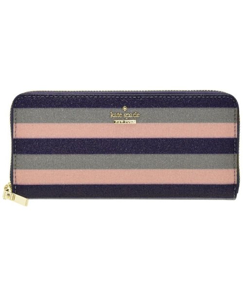 kate spade new york(ケイトスペードニューヨーク)/ケイトスペード kate spade 長財布 ラウンドファスナー グリッター ストライプ ボーダー pwru6552/マルチグリッター